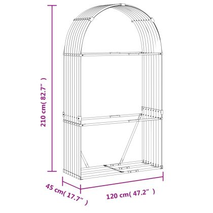 Поставка за дърва, светлосив, 120x45x210см, поцинкована стомана