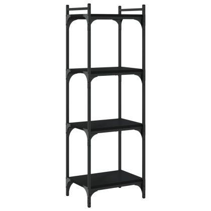 Библиотека 4 рафта черна 40x30x120 см инженерно дърво