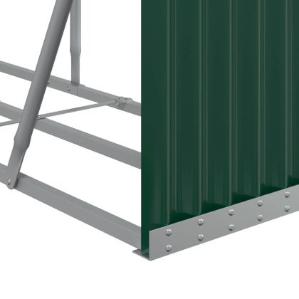 Поставка за дърва, зелена, 234x45x100 см, поцинкована стомана