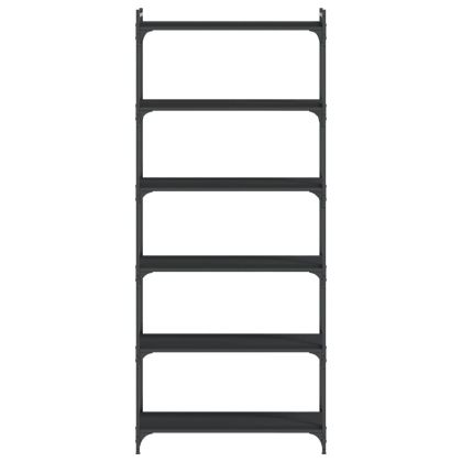 Библиотека 6 рафта черна 80x30x188 см инженерно дърво