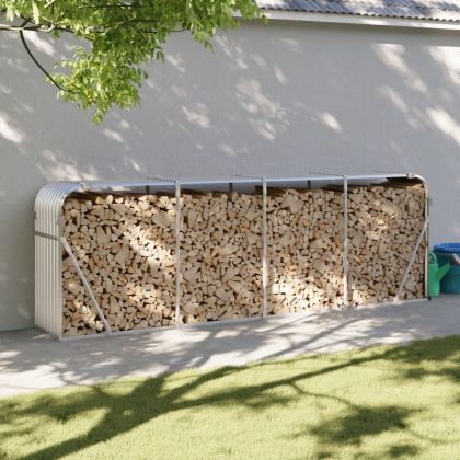 Поставка за дърва, сребрист, 300x45x100 см, поцинкована стомана