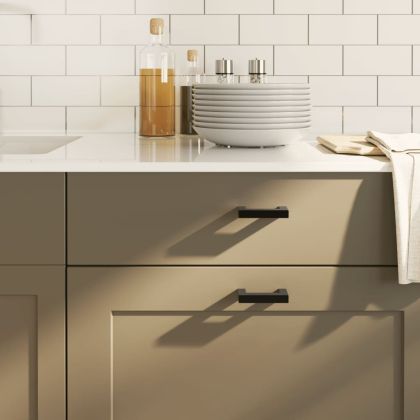 Дръжки за шкафове, 20 бр, черни, 64 мм, неръждаема стомана