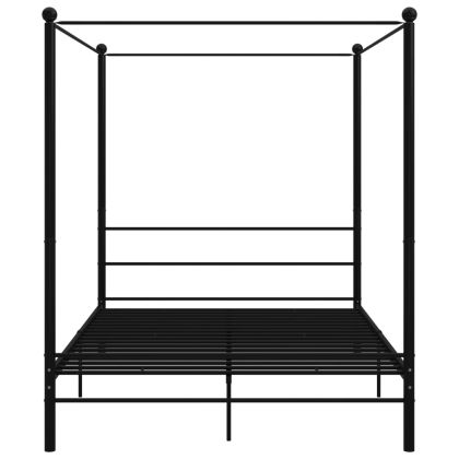 Рамка за легло с балдахин, черна, метал, 160x200 см