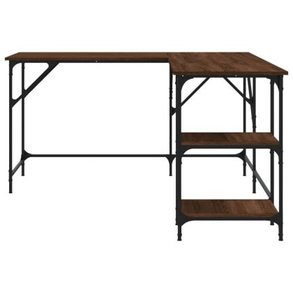 Бюро, кафяв дъб, 139x139x75 см, инженерно дърво