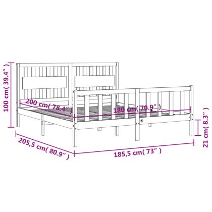 Рамка за легло с табла Super King Size дърво масив