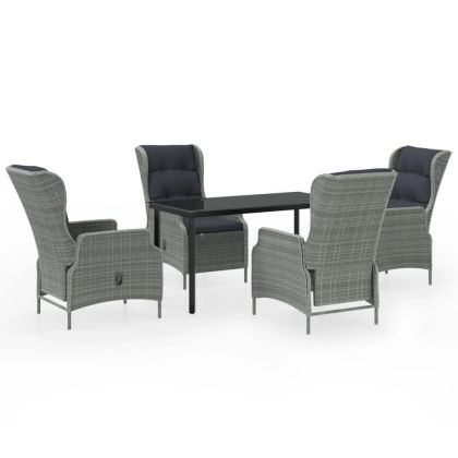 Градински трапезен комплект, 5 части, светлосив