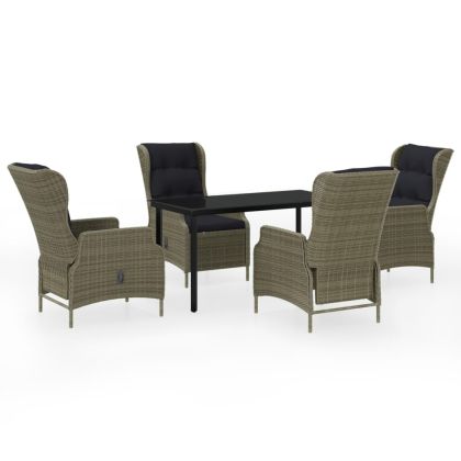 Градински трапезен комплект, 5 части, кафяв