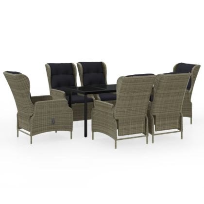 Градински трапезен комплект, 7 части, кафяв