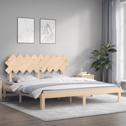 Рамка за легло с табла Super King Size дърво масив