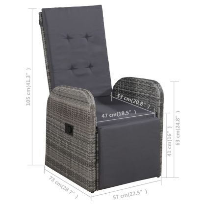 Градински трапезен комплект, 7 части, сив