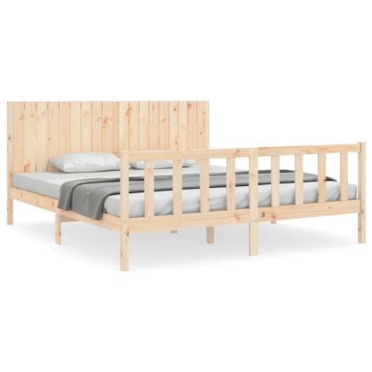 Рамка за легло с табла Super King Size дърво масив