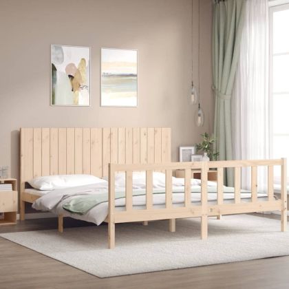 Рамка за легло с табла Super King Size дърво масив