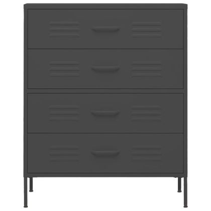 Шкаф с чекмеджета, антрацит, 80х35х101,5 см, стомана