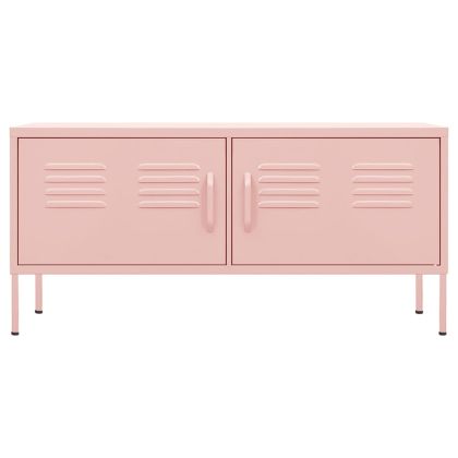 ТВ шкаф, розов, 105x35x50 см, стомана