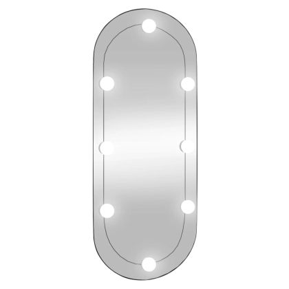 Стенно огледало с LED лампи 30x70 см стъкло овално