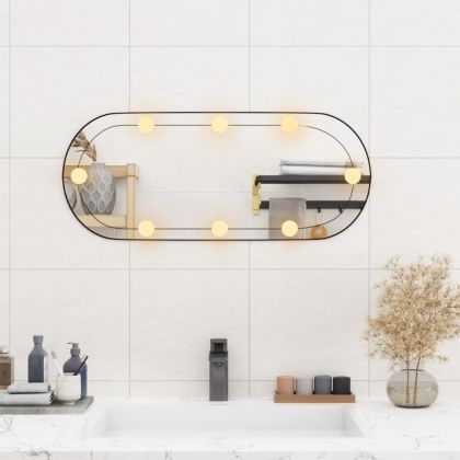 Стенно огледало с LED лампи 30x70 см стъкло овално