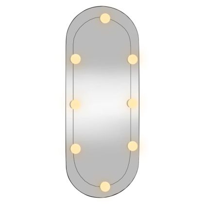 Стенно огледало с LED лампи 30x70 см стъкло овално