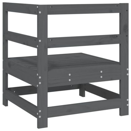 Градински ъглов диван, сив, бор масив