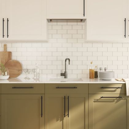 Дръжки за шкафове, 10 бр, черни, 224 мм, неръждаема стомана