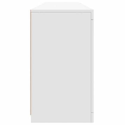 Сайдборд с LED светлини, бял, 162x37x67 см