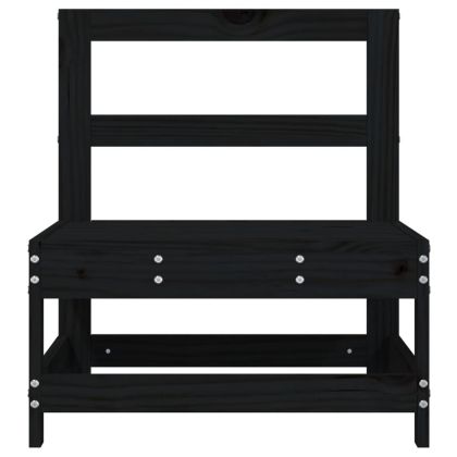 Градински среден диван, черен, бор масив