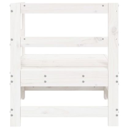 Градински ъглов диван, бял, бор масив