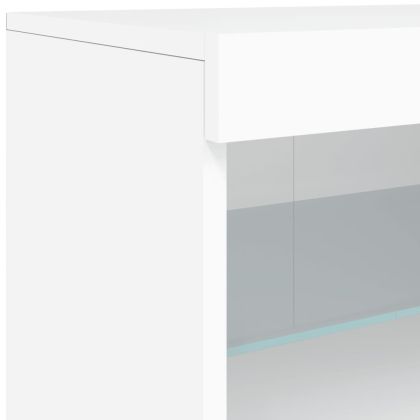 Сайдборд с LED светлини, бял, 142,5x37x67 см