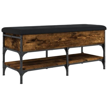 Пейка за обувки, опушен дъб, 102x42x45 см, инженерно дърво