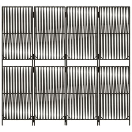 Параван за стая, 4 панела, сив, полиратан