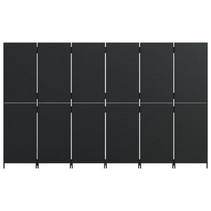 Параван за стая, 6 панела, черен, полиратан