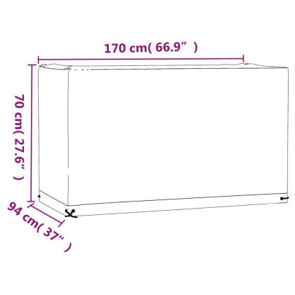 Калъф за градинска мебел 2 бр 8 капси 170x94x70 см правоъгълни