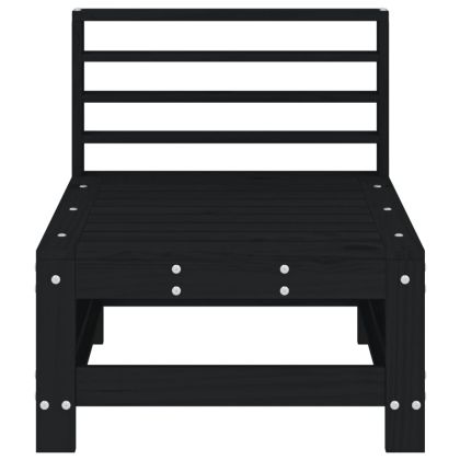 Градински среден диван, черен, бор масив