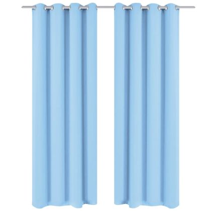 Затъмняващи завеси с метални халки, 2 бр, 135x175 см, тюркоаз