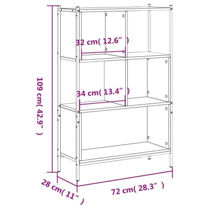 Библиотека, опушен дъб, 72x28x109 см, инженерно дърво