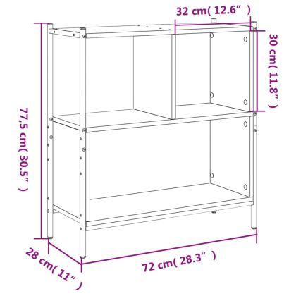 Библиотека, кафяв дъб, 72x28x77,5 см, инженерно дърво