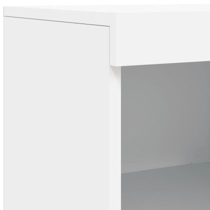 Сайдборд с LED светлини, бял, 162x37x100 см