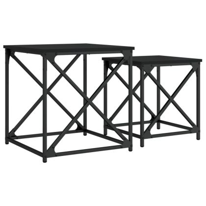 Стифиращи кафе маси, 2 бр, черни, инженерно дърво