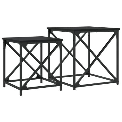 Стифиращи кафе маси, 2 бр, черни, инженерно дърво