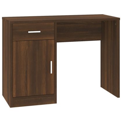 Бюро с чекмедже и шкаф кафяв дъб 100x40x73 см инженерно дърво