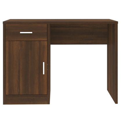 Бюро с чекмедже и шкаф кафяв дъб 100x40x73 см инженерно дърво