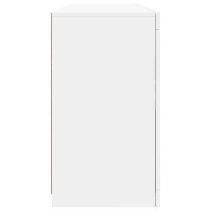 Сайдборд с LED светлини, бял, 163x37x67 см