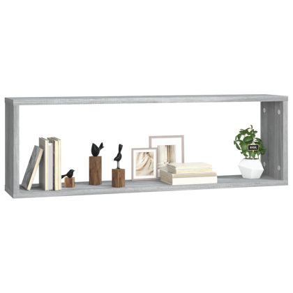 Стенни рафтове 4 бр сиви сонома 80x15x26,5 см инженерно дърво