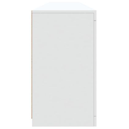 Сайдборд с LED светлини, бял, 202x37x67 см