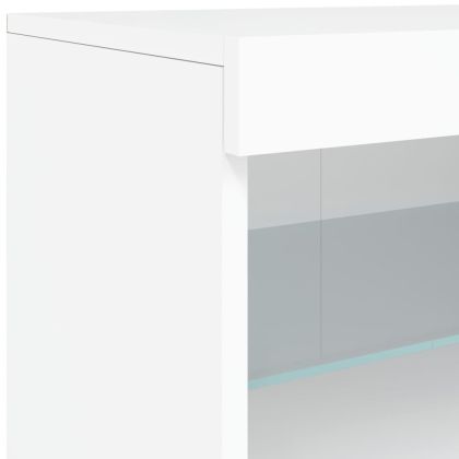 Сайдборд с LED светлини, бял, 181,5x37x67 см