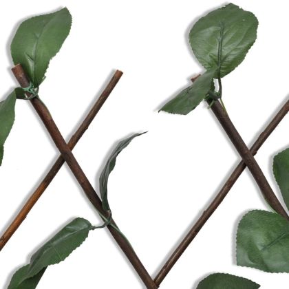 Върбови огради хармоника, 5 бр, с изкуствени листа, 180x90 см