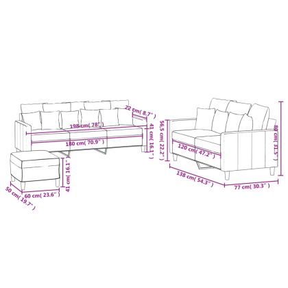 Комплект дивани от 3 части с възглавници, тъмносив, кадифе