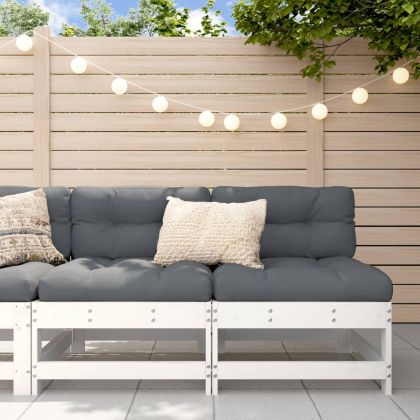 Градински средни дивани, 2 бр, бели, бор масив