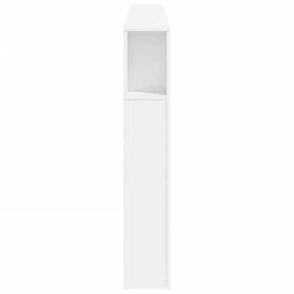 LED горна табла за легло бяла 200x18,5x103,5 см инженерно дърво