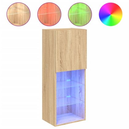 ТВ шкаф с LED осветление, дъб сонома, 40,5x30x102 см