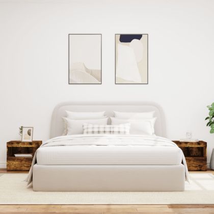 Нощни шкафчета с LED осветление, 2 бр, опушен дъб, 50x40x45 см